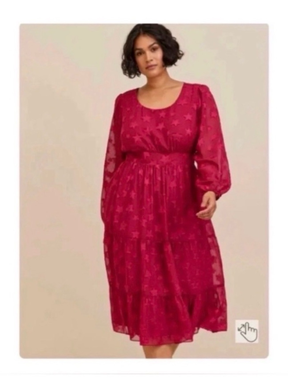 TORRID Magenta Star Print Embroidered Midi Dress - Picture 3 of 9